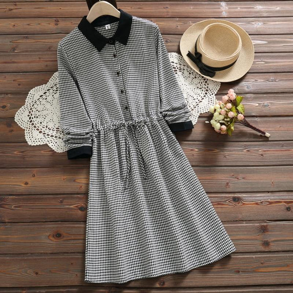 Maggie - Black & White Checkered Dress
