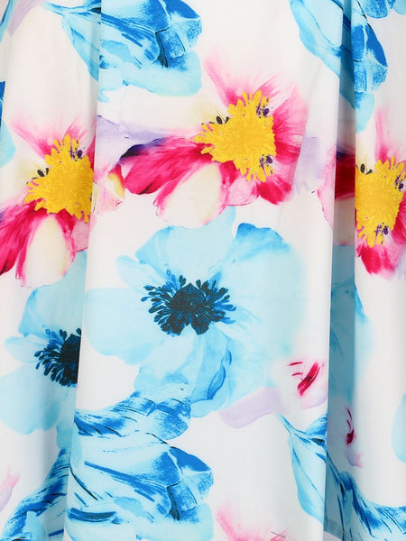 Bright Floral Print Backless Dress