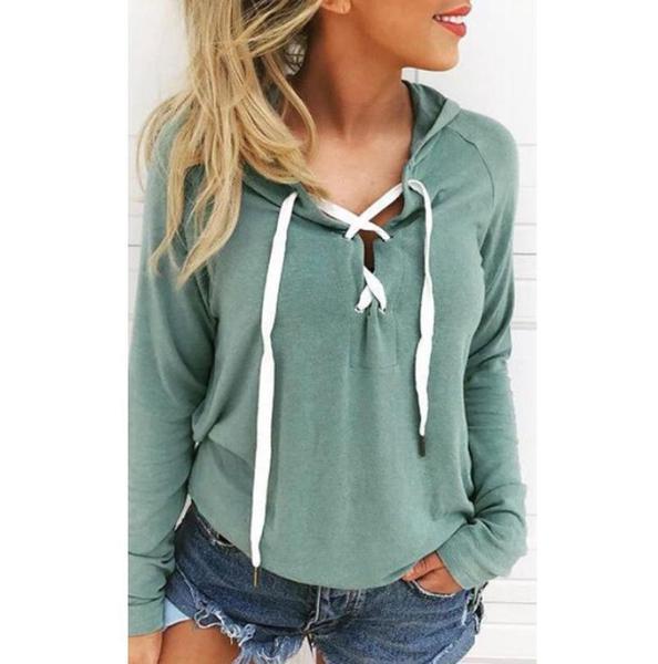 Bria - Lace Up Hoodie Pullover