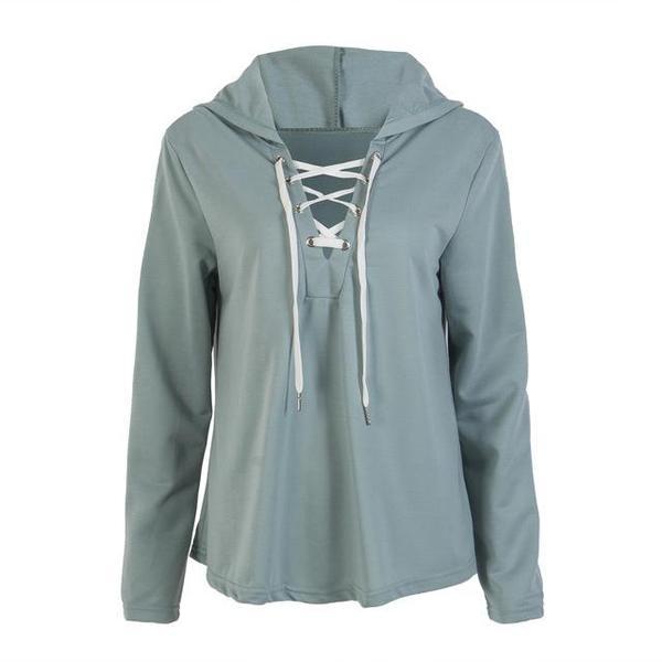 Bria - Lace Up Hoodie Pullover