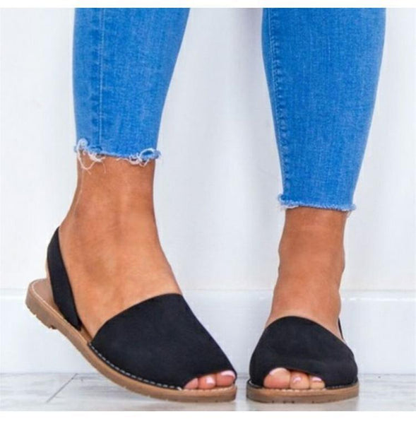 Peep Toe Back Strap Flat Sandals