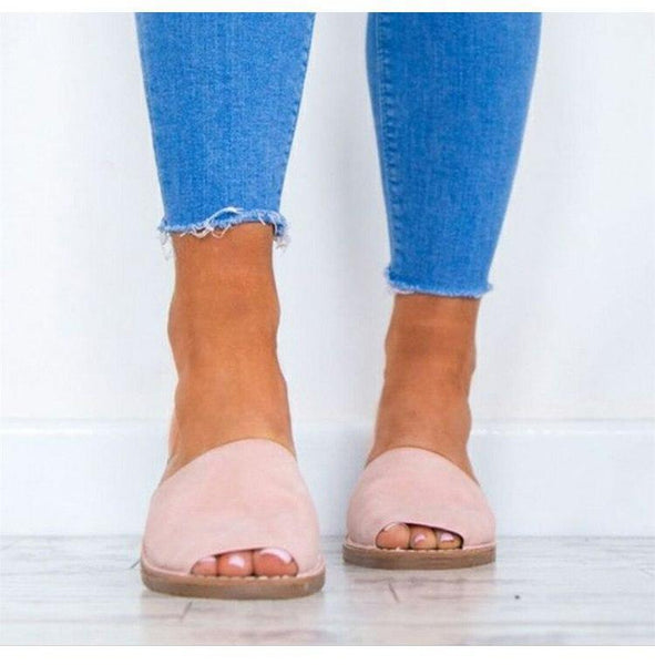 Peep Toe Back Strap Flat Sandals