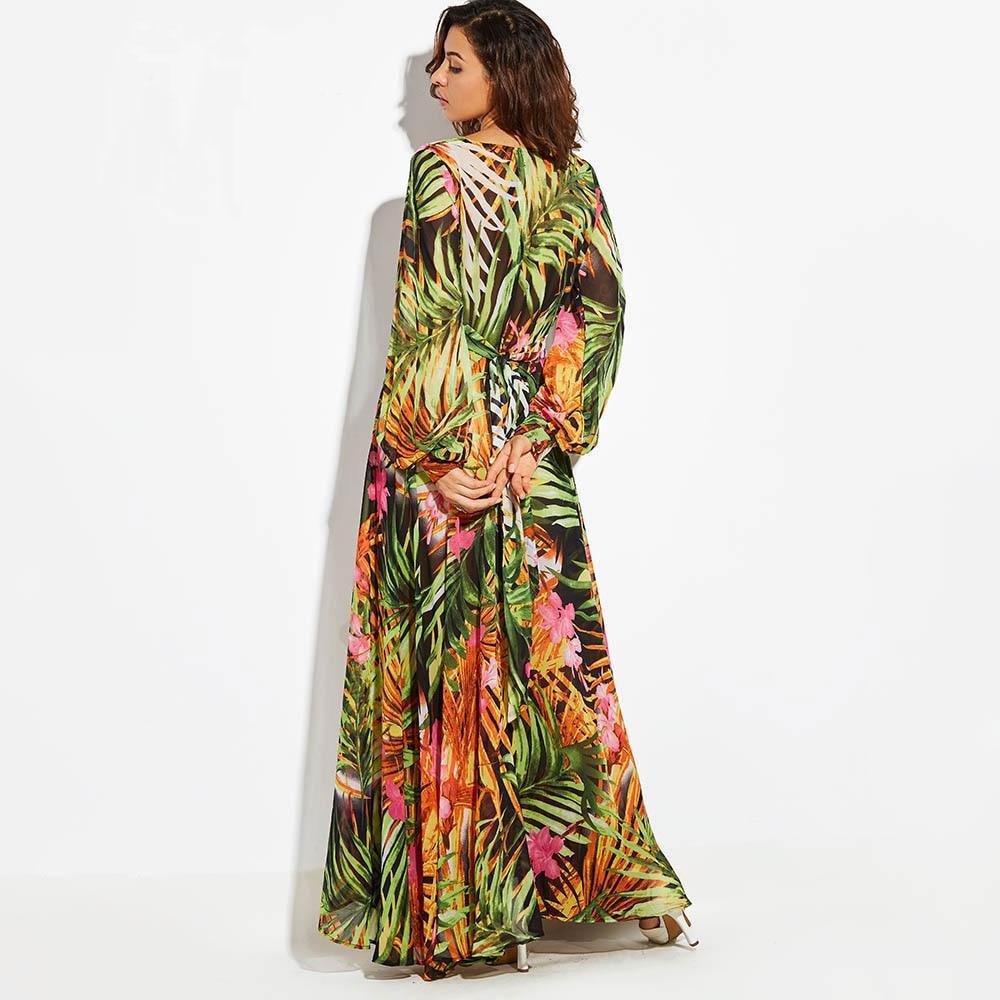 Celeste - Deep V-Neck Tropical Boho Maxi Dress – Speak