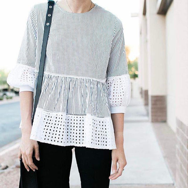 Pixie - Pleated Striped Blouse