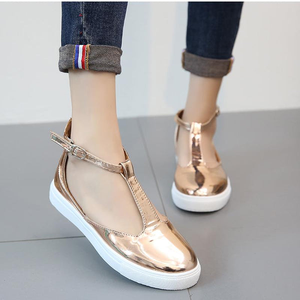 Isla - Ankle Buckle T-Strap Flats