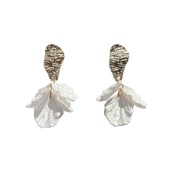 Bluebell - White Petal Hanging Earrings