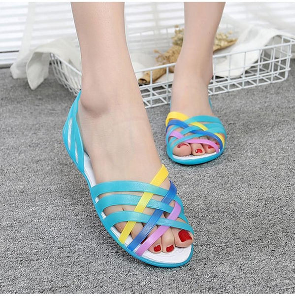 Hermine - Bright Multi-Color Criss Cross Sandals