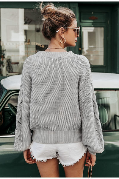 Macy - Lantern Sleeve Knitted Sweater