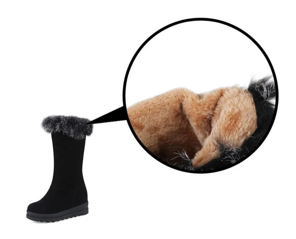Kimia - Faux Fur Cuff Mid Calf Boots