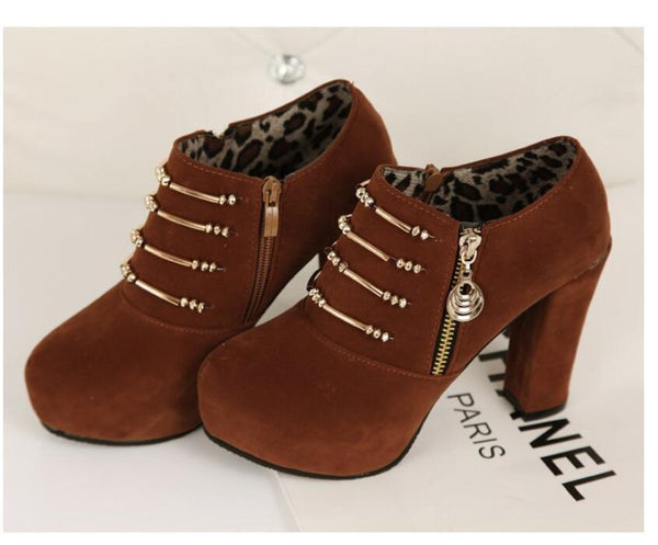 Ember - Low Rise Side Zip Ankle Boots