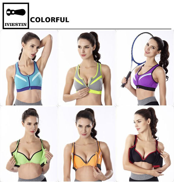 Lucia - Fixed Cup Front Zip Sports Bra
