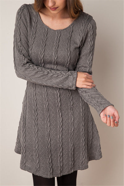 Zuri - O-Neck Long Sleeve Sweater Dress
