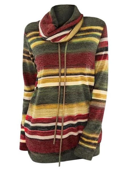 Dana - Cowl Neck Stripe Sweater