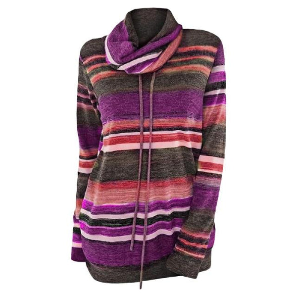 Dana - Cowl Neck Stripe Sweater