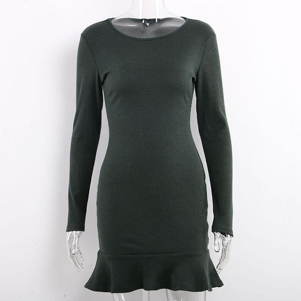 Callie - Long Sleeve Ribbed Knitted Dress