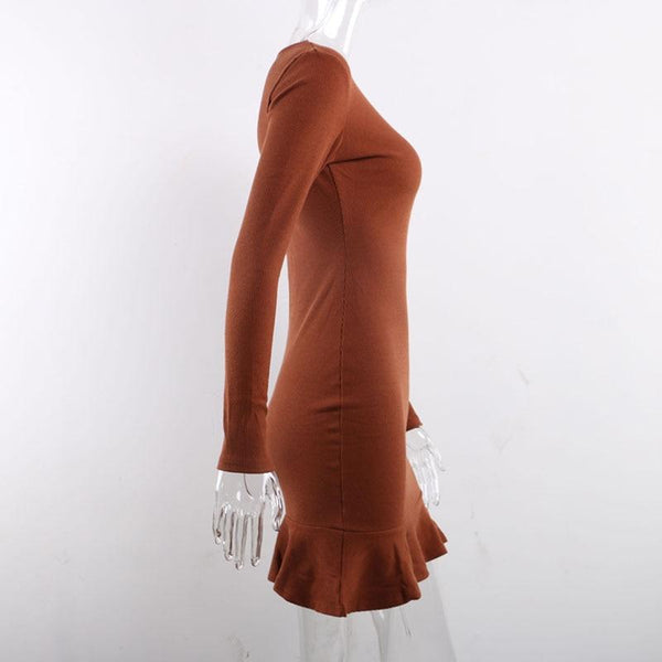 Callie - Long Sleeve Ribbed Knitted Dress