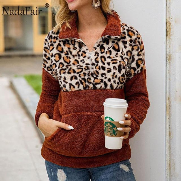 Leona - Half Zip Up Leopard Print Sweater