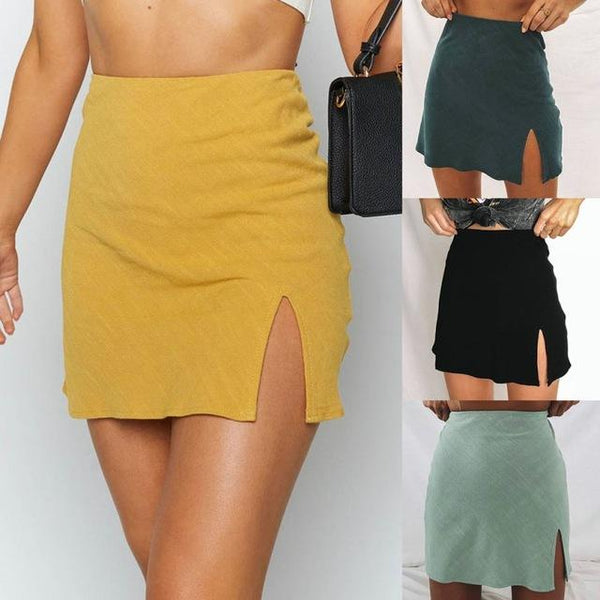 Christine - Split High Waist Mini Skirt