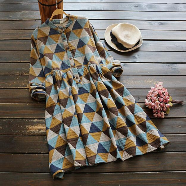 Vintage Geometric-Print Dress