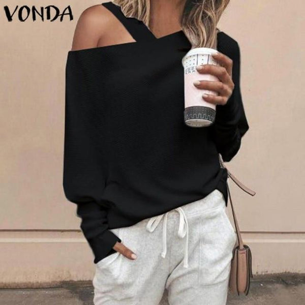 Janet - Sexy Cold Shoulder Pullover Sweater