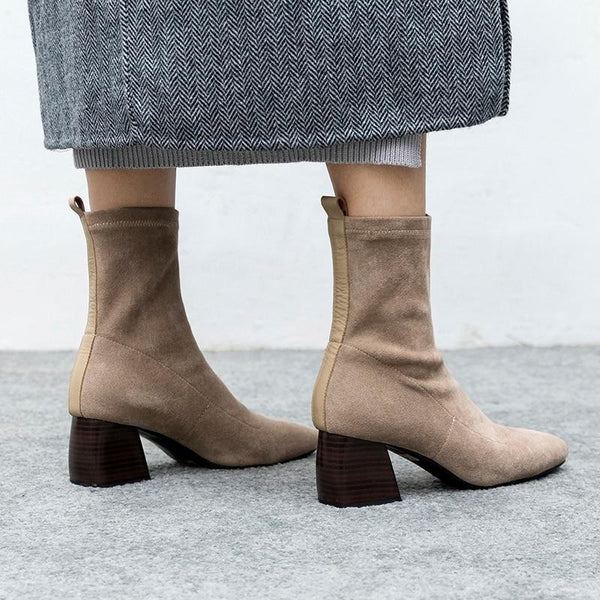 High-Rise Faux Suede Ankle Boots