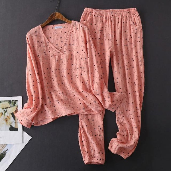 Cotton V-Neck Pajama Set
