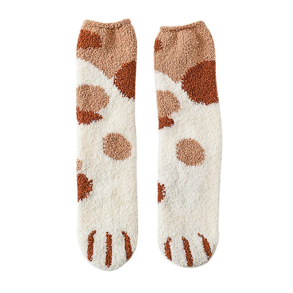 Calico - Cat Paw Print Fuzzy Socks