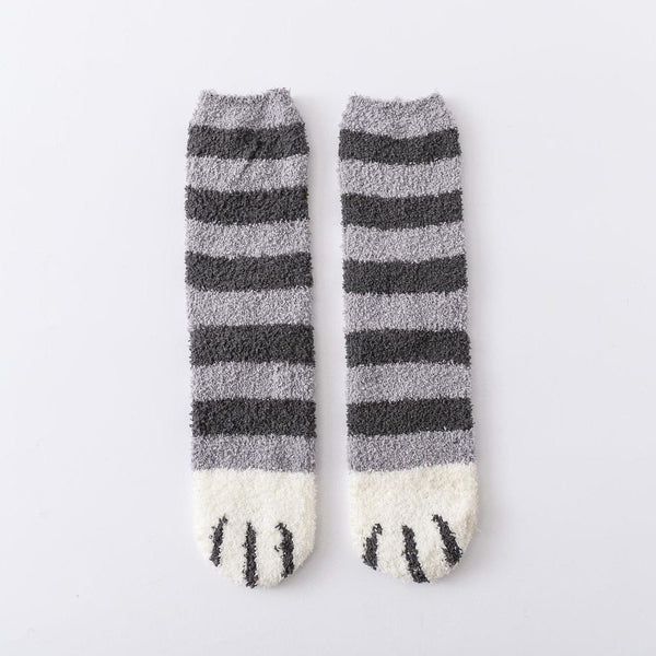 Calico - Cat Paw Print Fuzzy Socks