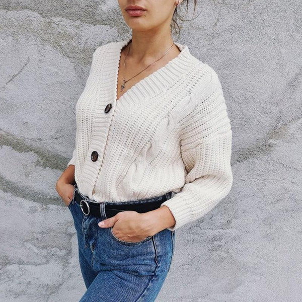 V-Neck Button Down Sweater