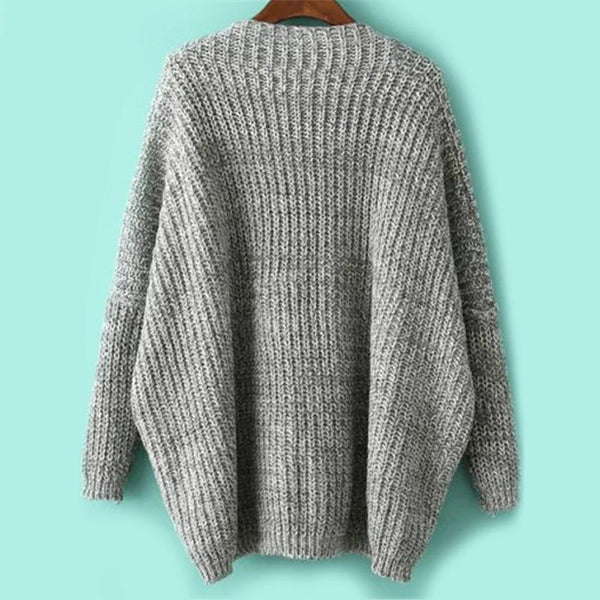 Deep V-Neck Loose Pullover Sweater