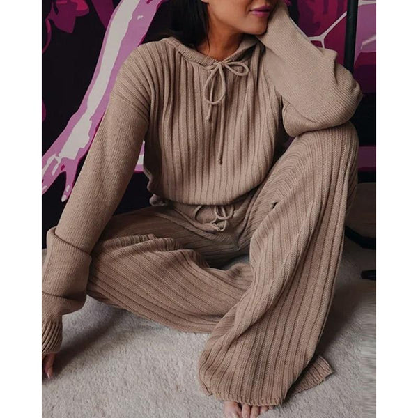 Clarice - Knitted Long Sleeve Top & Square Pants Set