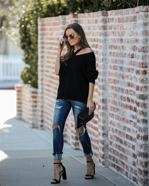 Jackie - V-Neck Knitted Sweater