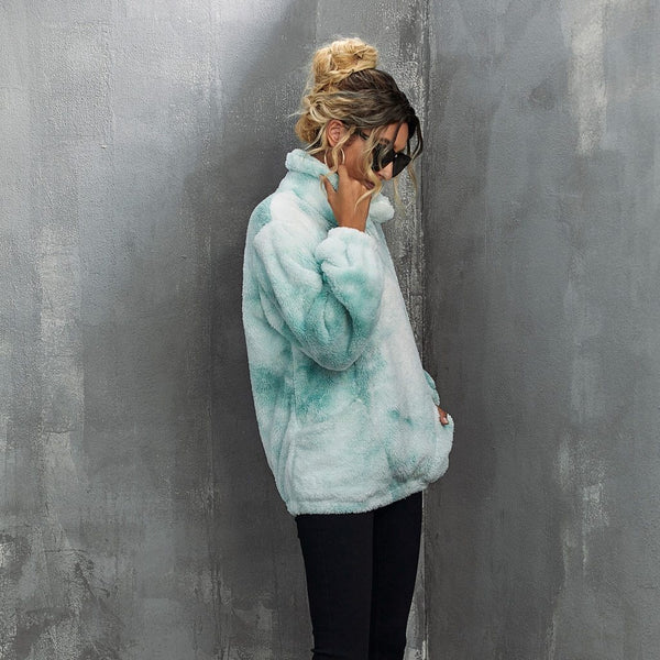 Corrie - Tie Dye Collared Fleece Sweatshirt