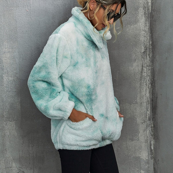 Corrie - Tie Dye Collared Fleece Sweatshirt