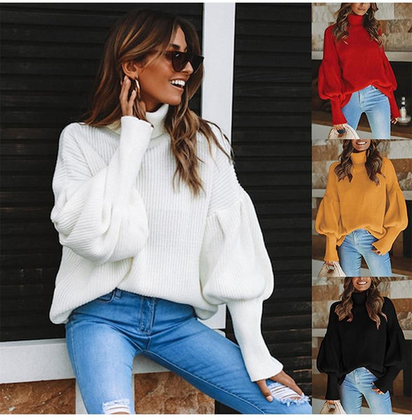 Bell Sleeve Turtle Neck Sweater
