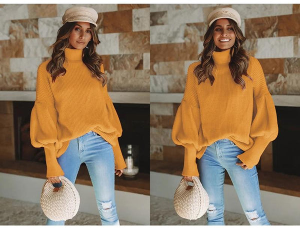 Bell Sleeve Turtle Neck Sweater