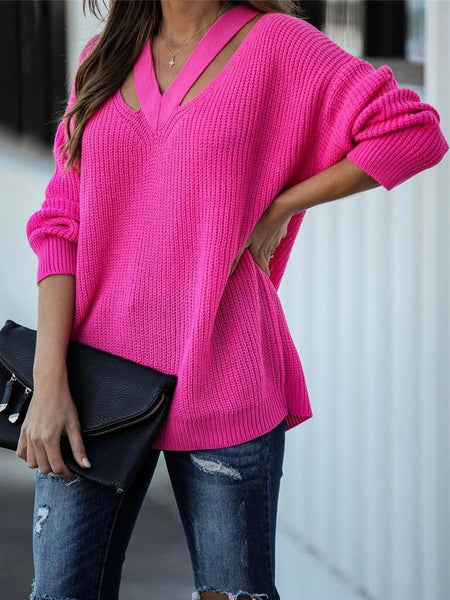 Jackie - V-Neck Knitted Sweater