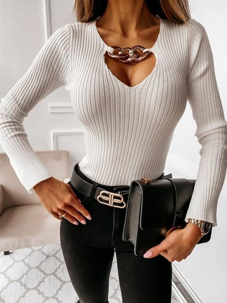 Jacinda - Slim Fit Chain Detail Sweater