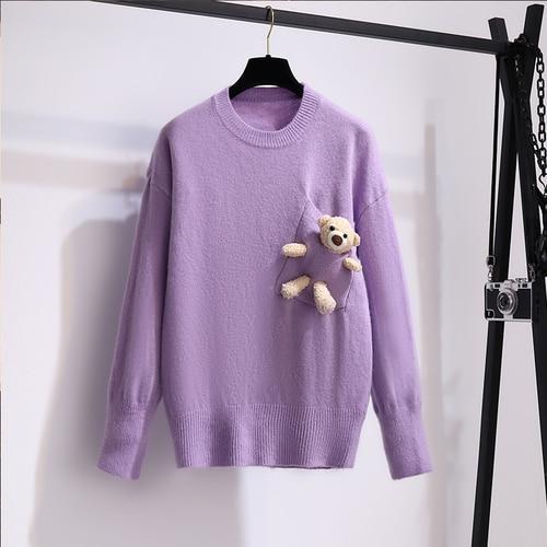 Knitted Sweater with Bear