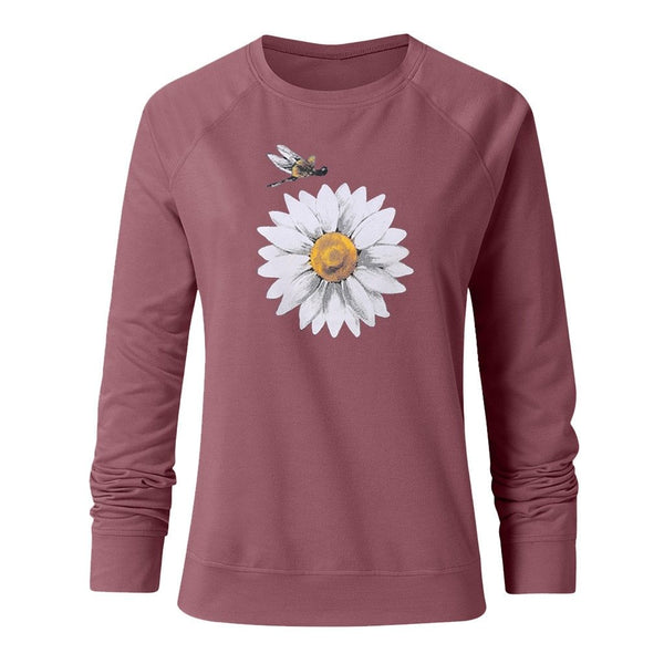 Sunflower & Bee O-Neck Sweatshirt
