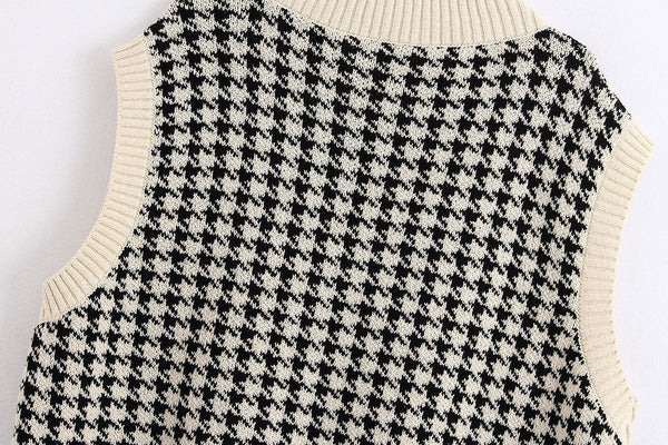 Oversized Vintage Plaid Knitted Sweater