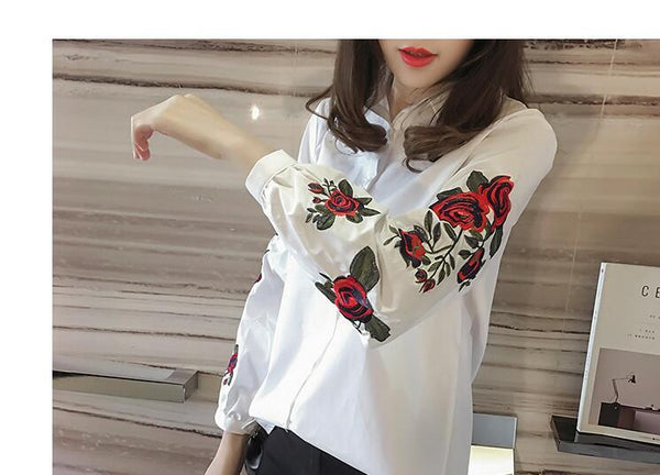 Ada - Floral Embroidered Long Sleeve Blouse