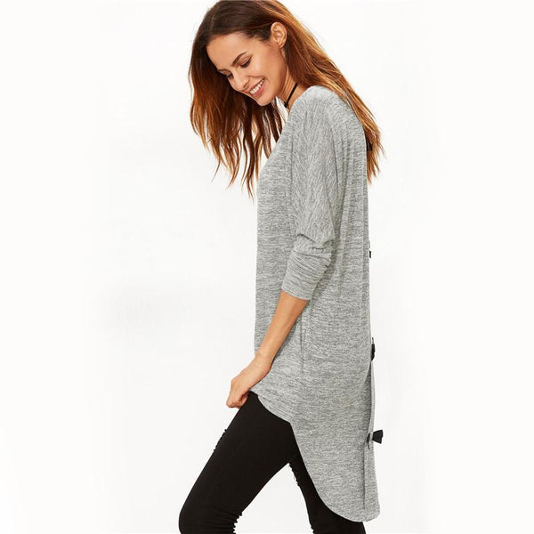 Bow Back High Low Long Sleeve T-Shirt