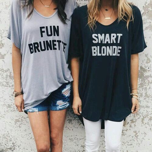 Fun Brunette - Smart Blonde BFF Loose Tees