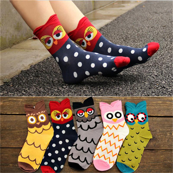 Colorful Cartoon Owl Socks