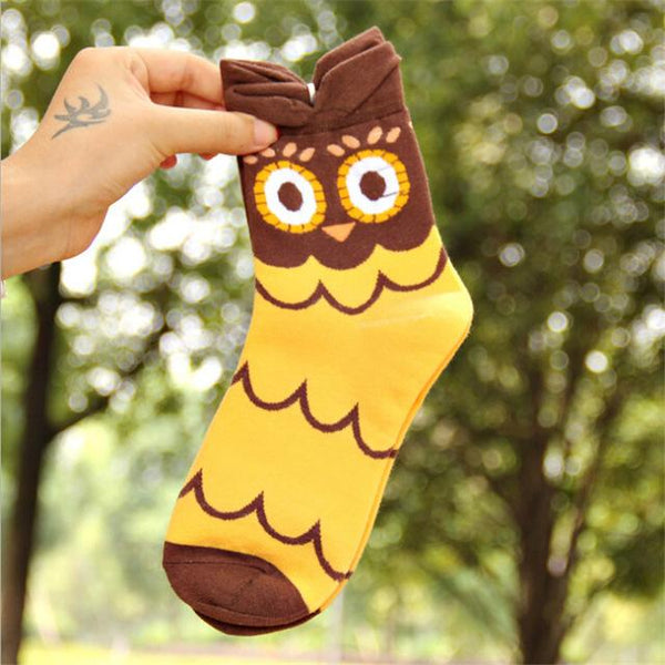 Colorful Cartoon Owl Socks