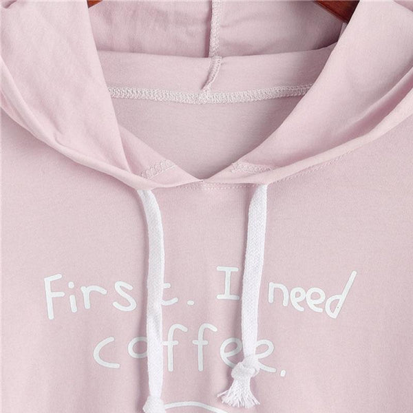First. I Need Coffee. - Half Sleeve Hoodie