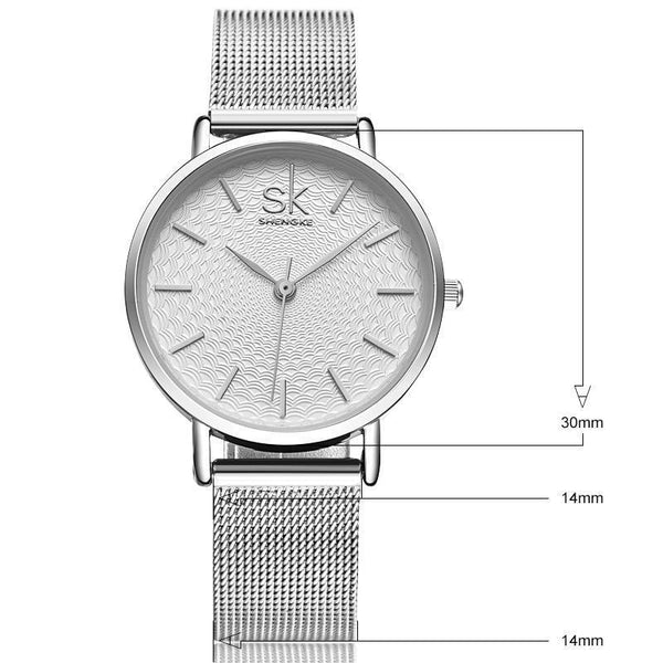 Silver Mesh Band Stainless Steel Watch