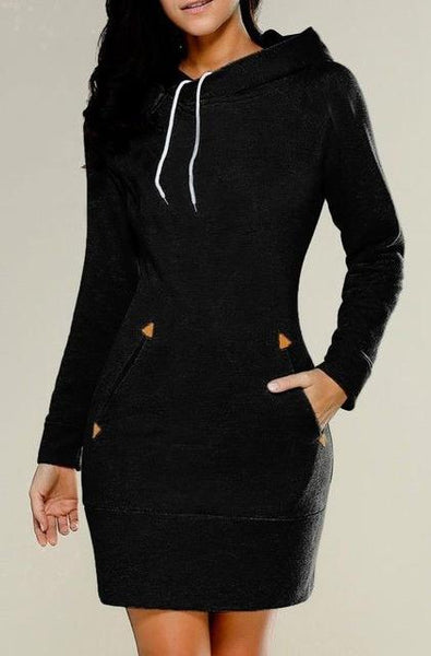 Turn - Hooded Sweater Dress with Pockets