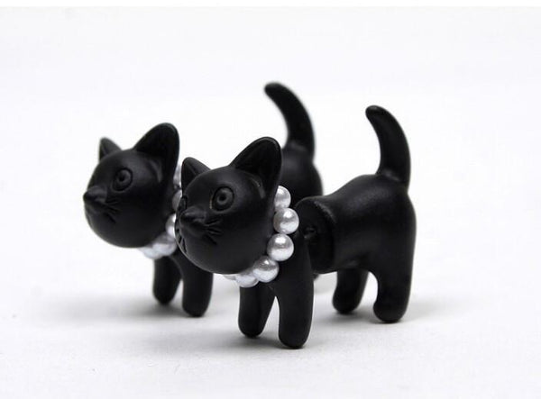 Black Cat - Stud Earrings